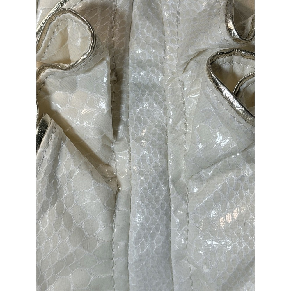 SR SQUARED BY SONDRA ROBERTS LAYERED RUFFLES SNAKESKIN TEXTURE HANDBAG (A2958) - Picture 3 of 12